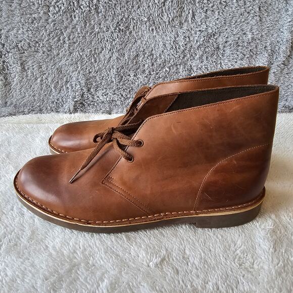 Clarks Men Leather Bushacre 2 Chukka Lace Up Desert Ankle Boots Brown Beeswax 12 - Picture 1 of 7